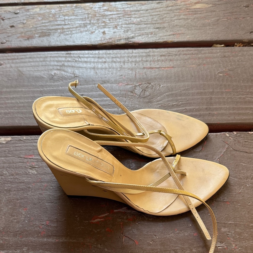 Bebe Beige Wedge Sandals